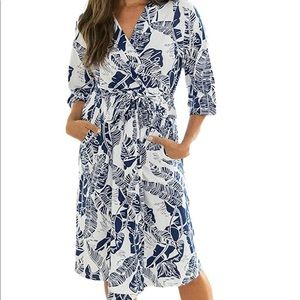 Baby be Mine Labor Delivery/ Nursing robe and navy swaddle blanket +cap for baby